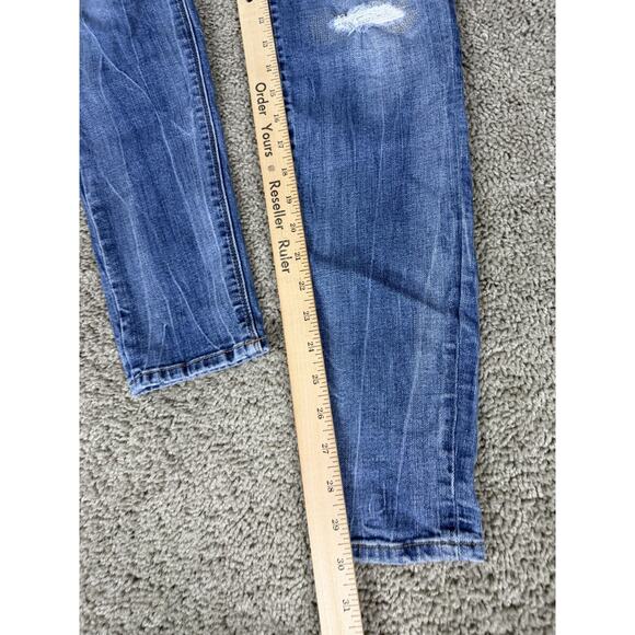 White House Black Market Jeans Womens 6 Blue Mid Rise Skinny Leg Distressed - Picture 5 of 13